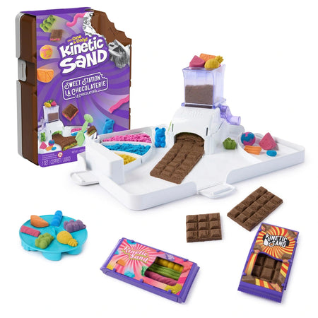 Kinetic Sand Sweet Station playset with coloured sand and moulds