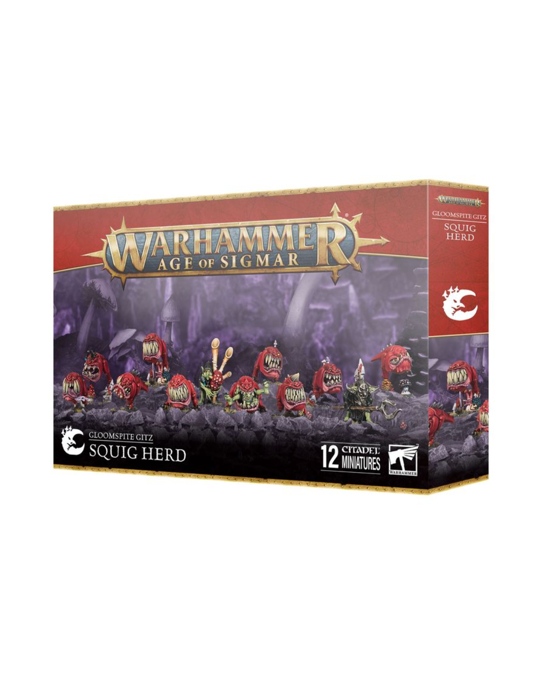 warhammer age of sigmar goomsite gitz squig herd kit in front of plain white background.