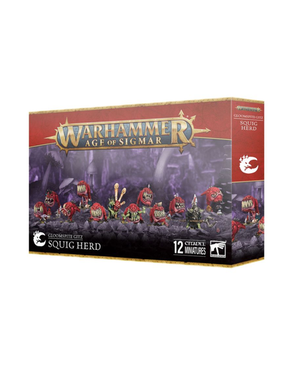 warhammer age of sigmar goomsite gitz squig herd kit in front of plain white background.