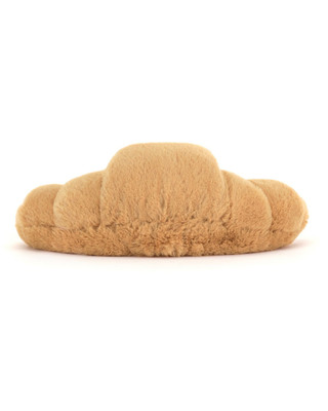 Plush toy shaped like a croissant on a white background