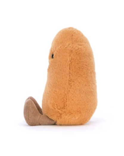 A plush potato toy shown from the side on a clean white background.