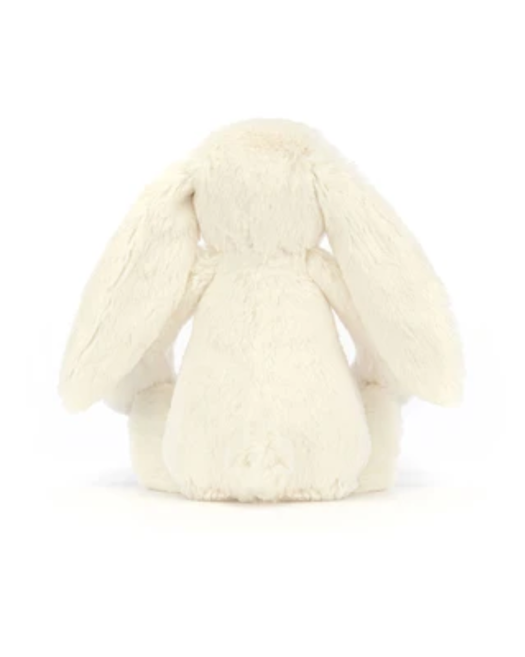 An off-white plush bunny toy shown from the back against a solid white background.