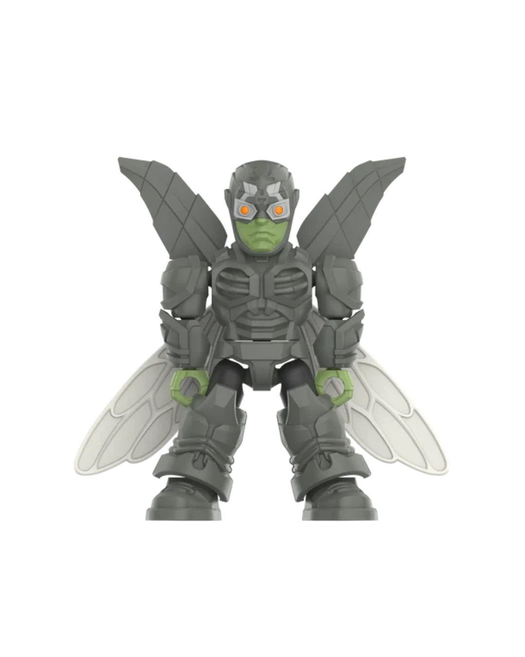 A Parademon minifigure with gray armored body parts, green face and hands, and translucent wings, centered on a plain white background.