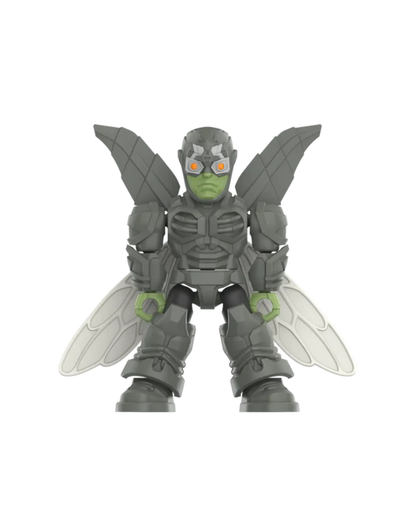 A Parademon minifigure with gray armored body parts, green face and hands, and translucent wings, centered on a plain white background.