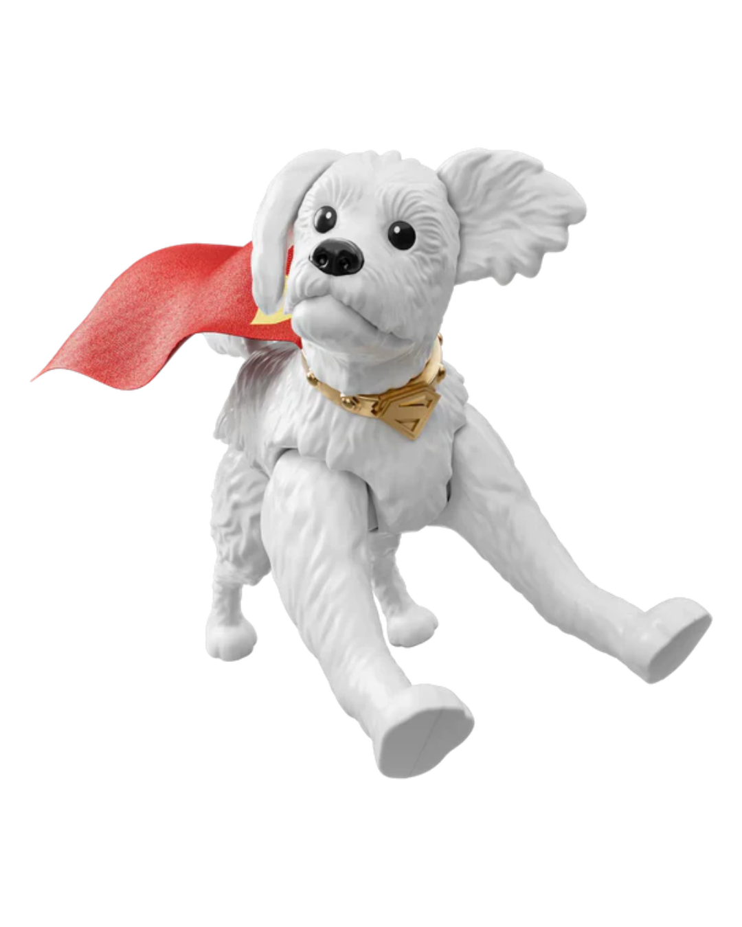 Krypto the Superdog action figure wearing a red cape and a gold collar, shown against a plain white background.