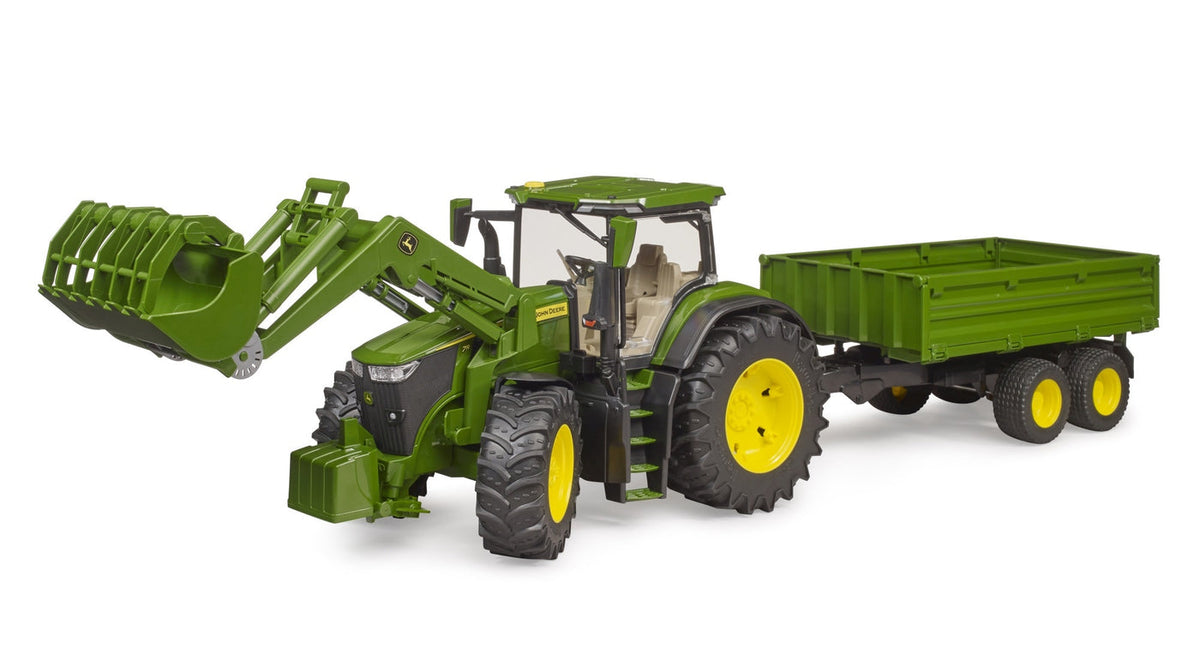 Bruder John Deere 7R 350 tractor with loader and tipping trailer