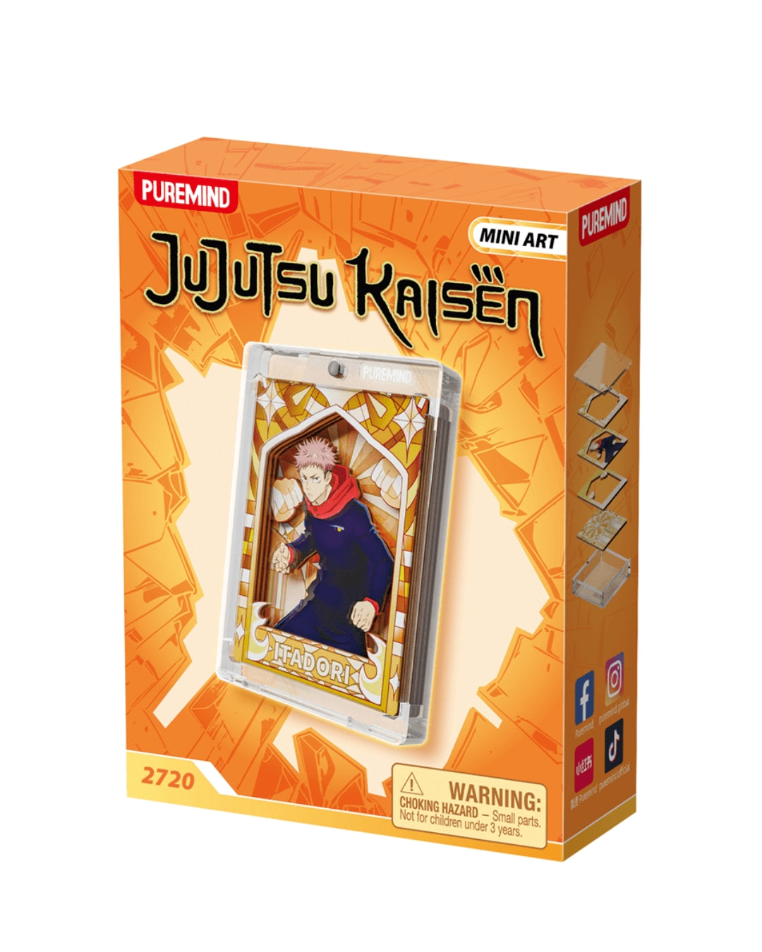 Jujutsu Kaisen- Panel mini art cards display box, featuring an orange and gold design with an illustration of the character Yuji Itadori