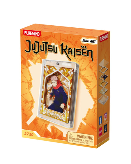 Jujutsu Kaisen- Panel mini art cards display box, featuring an orange and gold design with an illustration of the character Yuji Itadori