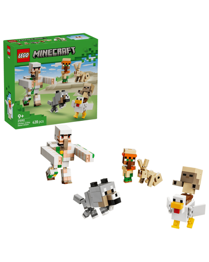 LEGO Chicken Jockey Desert Attack set in front of product box and white background