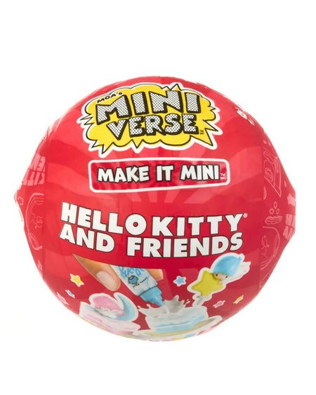 A red Hello Kitty and Friends Mini Verse 'Make It Mini' surprise toy ball, shown on a plain white background.