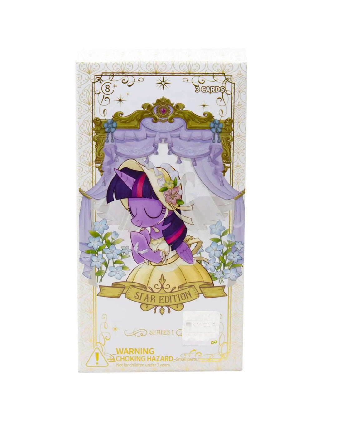 My Little Pony Friendship is Magic: Star Edition Series 1 mini box containing 3 cards in its original packaging, featuring Twilight Sparkle Pony under a lavender canopy.
