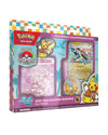 Pokémon trading card game packaging with Pikachu illustrations on a white background