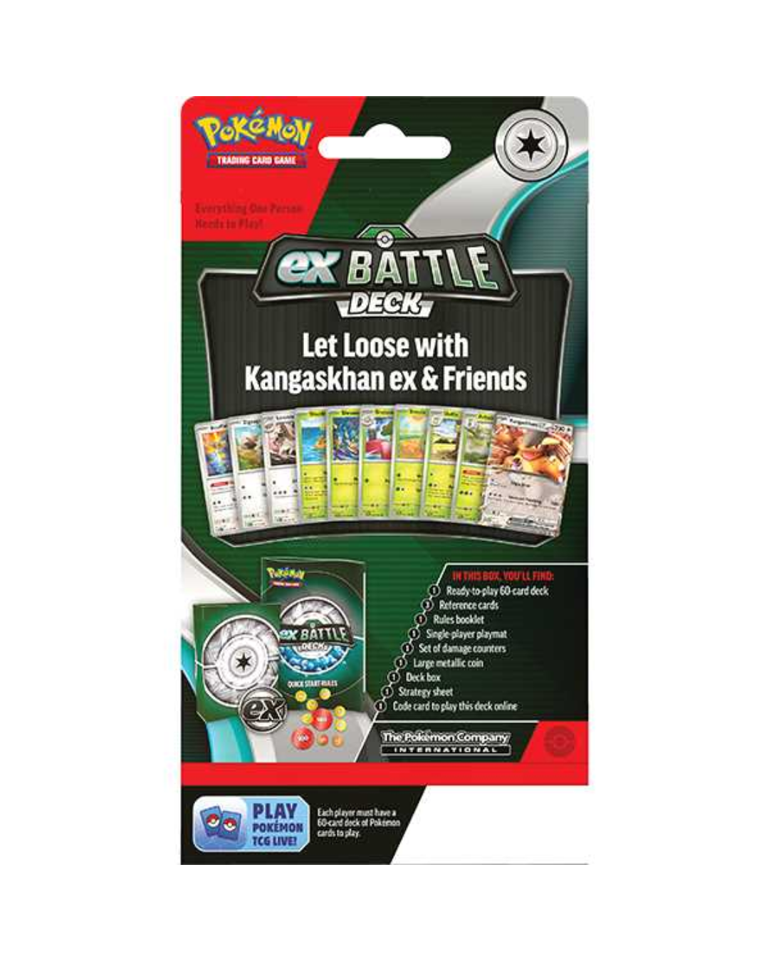 Pokémon Trading Card Game ex Battle Deck card box for 'Let Loose with Kangaskhan ex & Friends' on a plain white background.