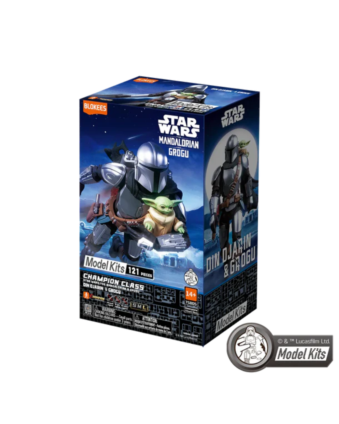 Lucasfilm Star Wars Model Kits Champion Class Dim Ogarlin & Grogu box set packaging, featuring Star Wars branding and character artwork on a white background with a Lucasfilm Model Kits seal.