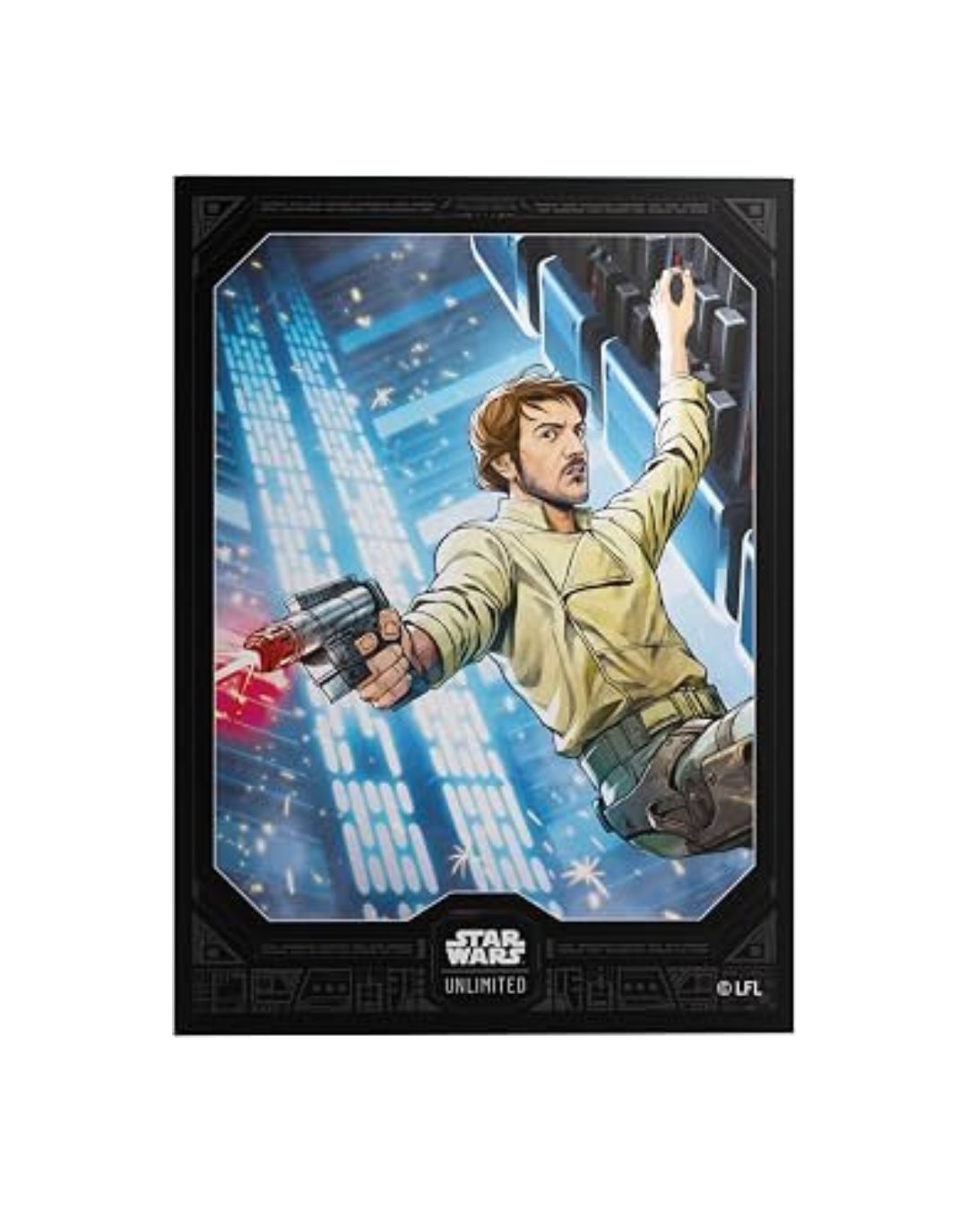 Star Wars Premium Art Sleeve Unlimited Official Accessory box featuring Cassian Ando artwork on a black and white retail package.