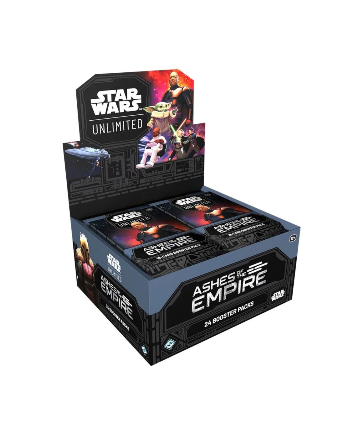 Star Wars Unlimited Ashes of the Empire 24 Booster Pack Box display on a white background.