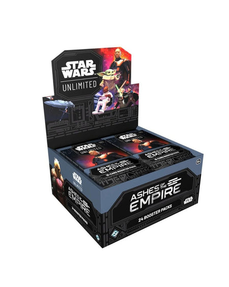 Star Wars Unlimited Ashes of the Empire 24 Booster Pack Box display on a white background.