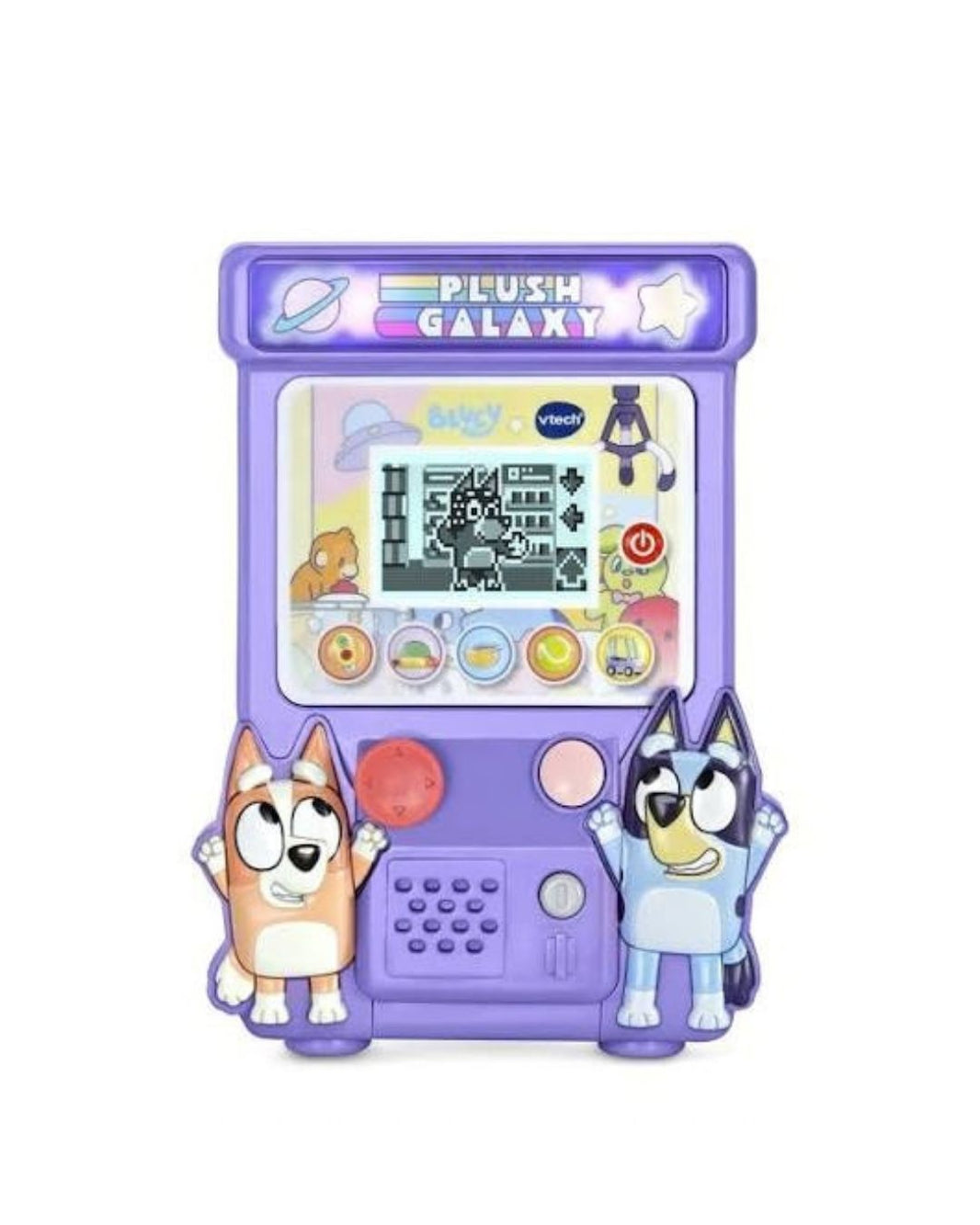 Vtech Bluey Claw Game featuring the claw game with an illustrative design featured on the toy, situated on a white background.