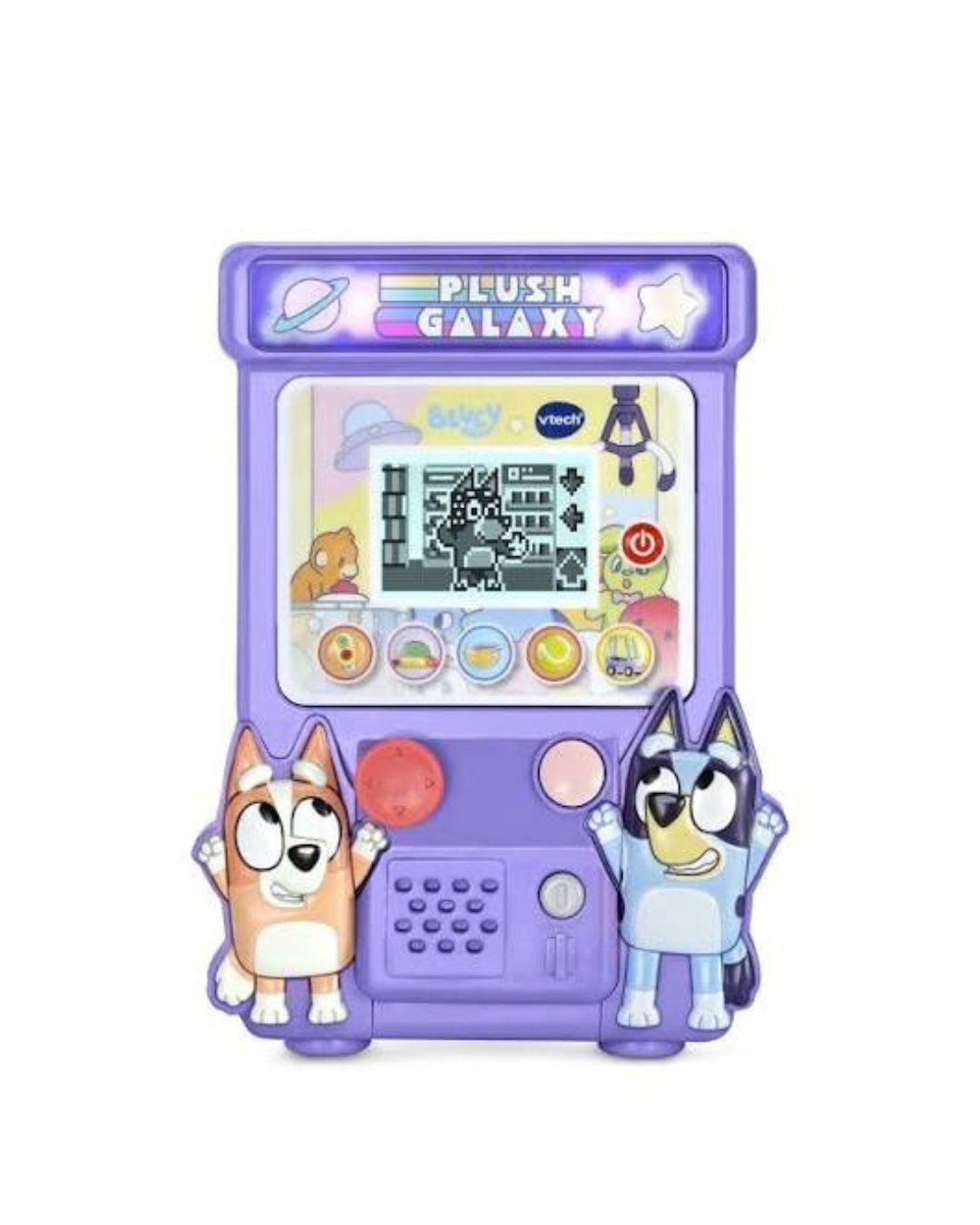 Vtech Bluey Claw Game featuring the claw game with an illustrative design featured on the toy, situated on a white background.