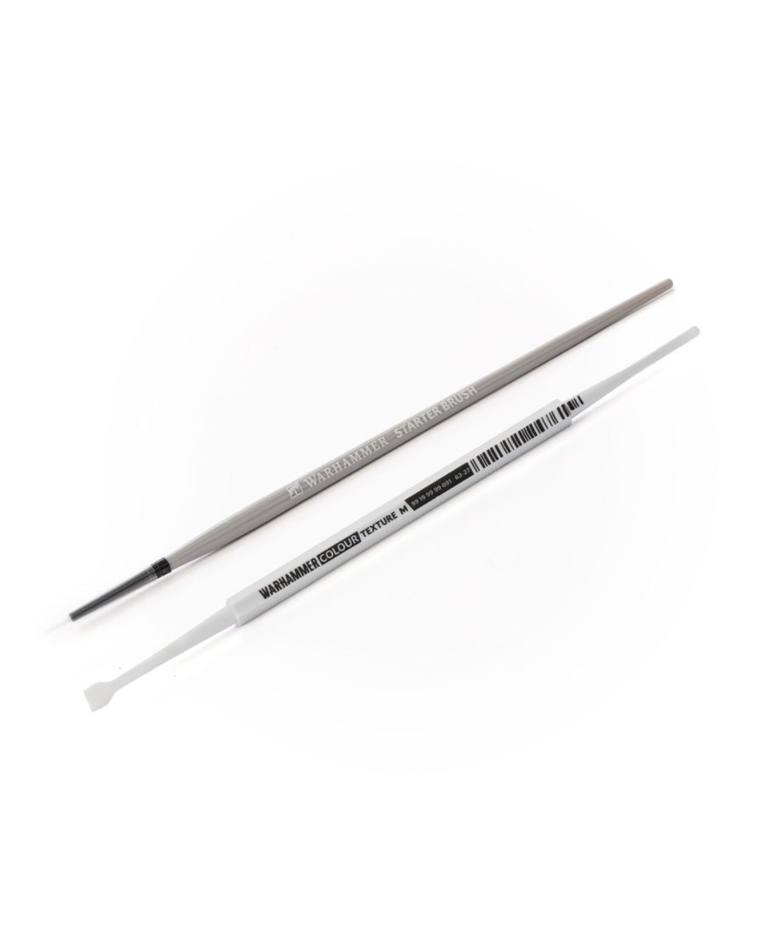 Two Warhammer instruments, one metallic gray and one white, shown diagonally on a plain white background.