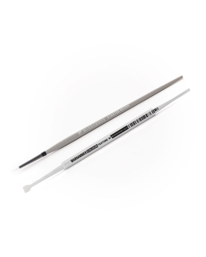 Two Warhammer instruments, one metallic gray and one white, shown diagonally on a plain white background.