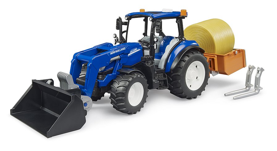Bruder New Holland T5.120 tractor with front loader and forks