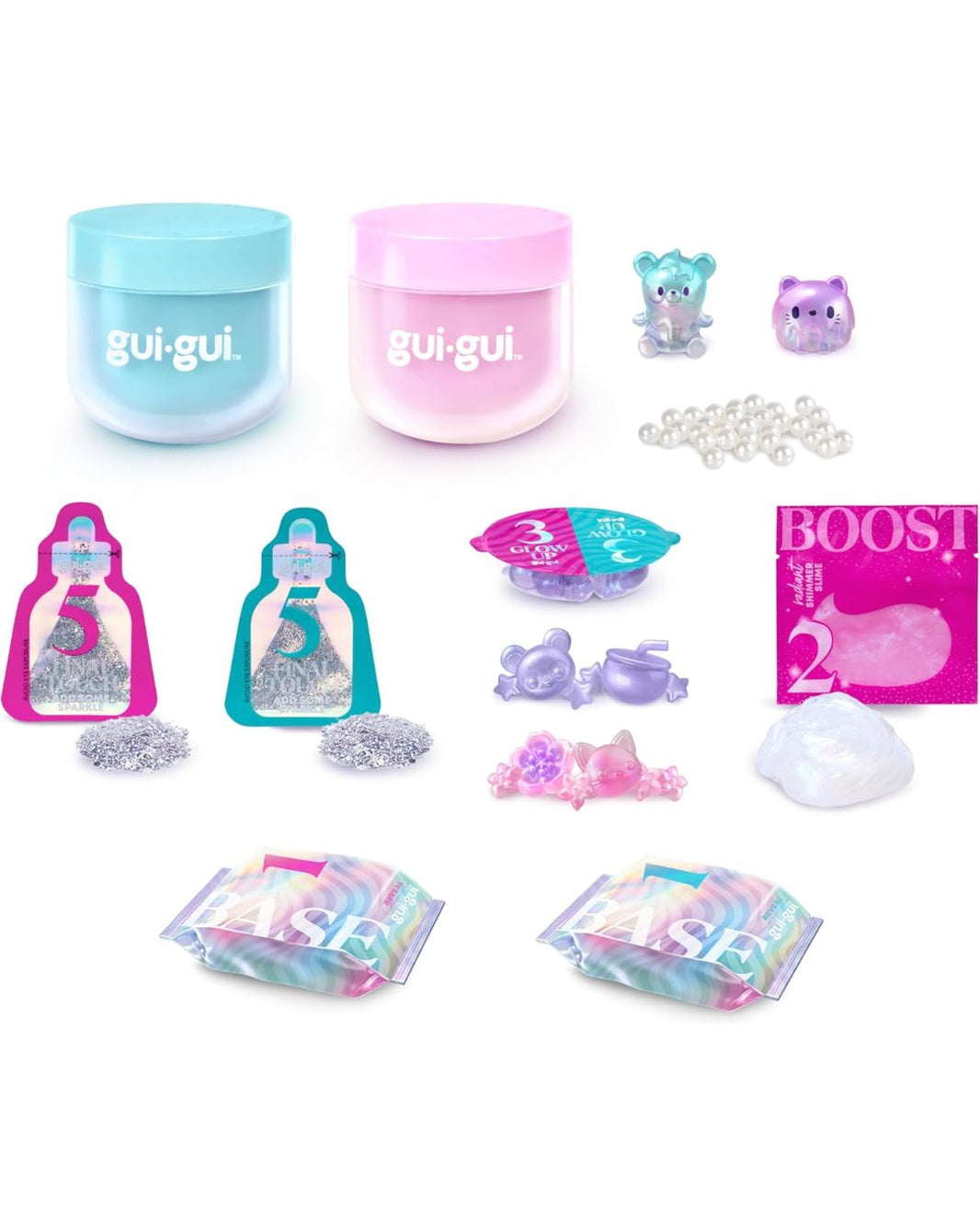 Collection ofgui-gui toys and accessories on a white background