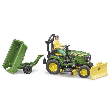 Bruder John Deere Ride-On Lawn Mower with trailer and gardener
