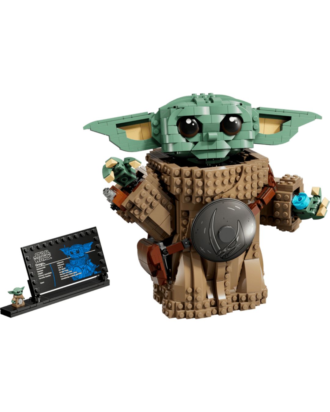 LEGO Baby Yoda figure with packaging on a white background
