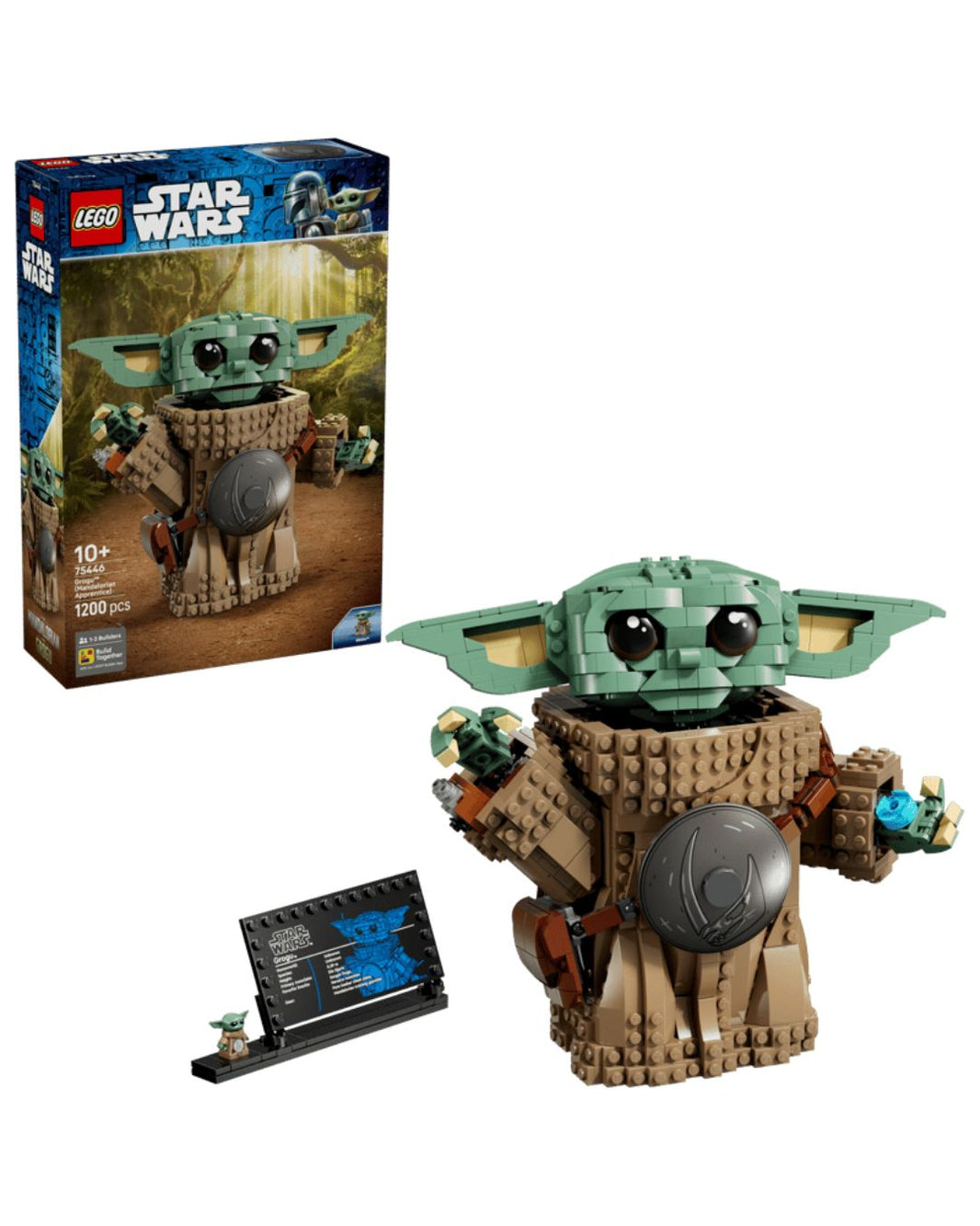 LEGO Baby Yoda figure with packaging on a white background
