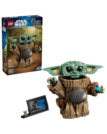 LEGO Baby Yoda figure with packaging on a white background