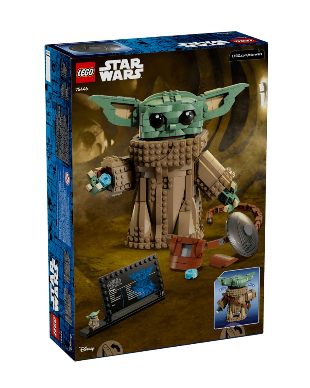 LEGO Star Wars grodu set packaging with character and accessories on a brown background