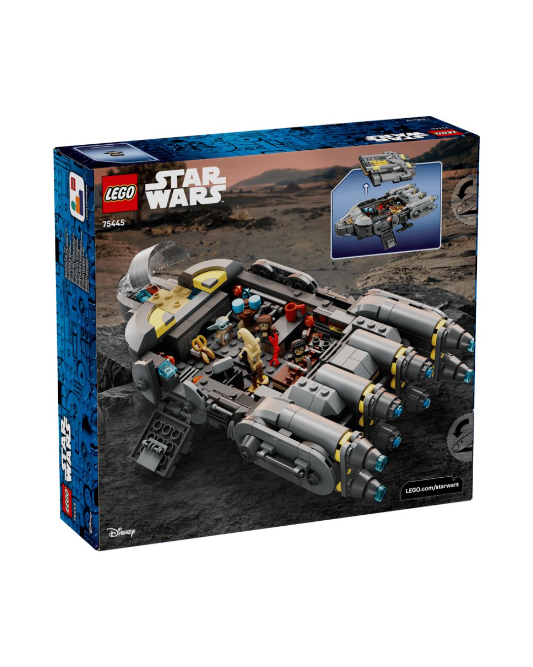 LEGO Star Wars set packaging with detailed model on a white background