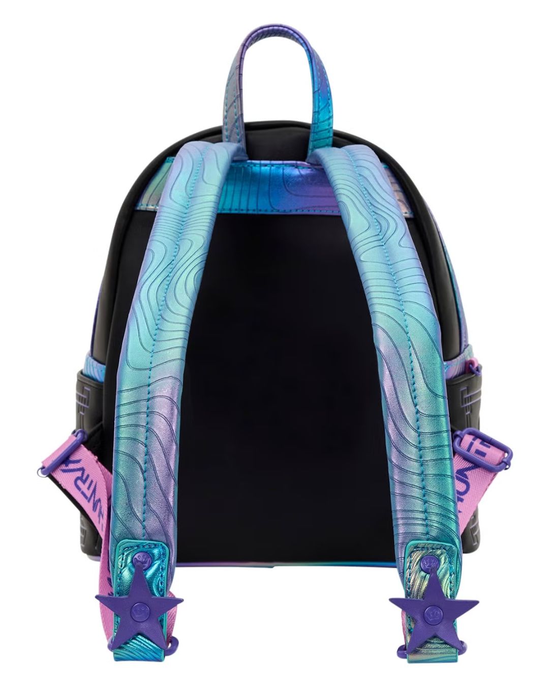 Backpack with colorful straps on a white background