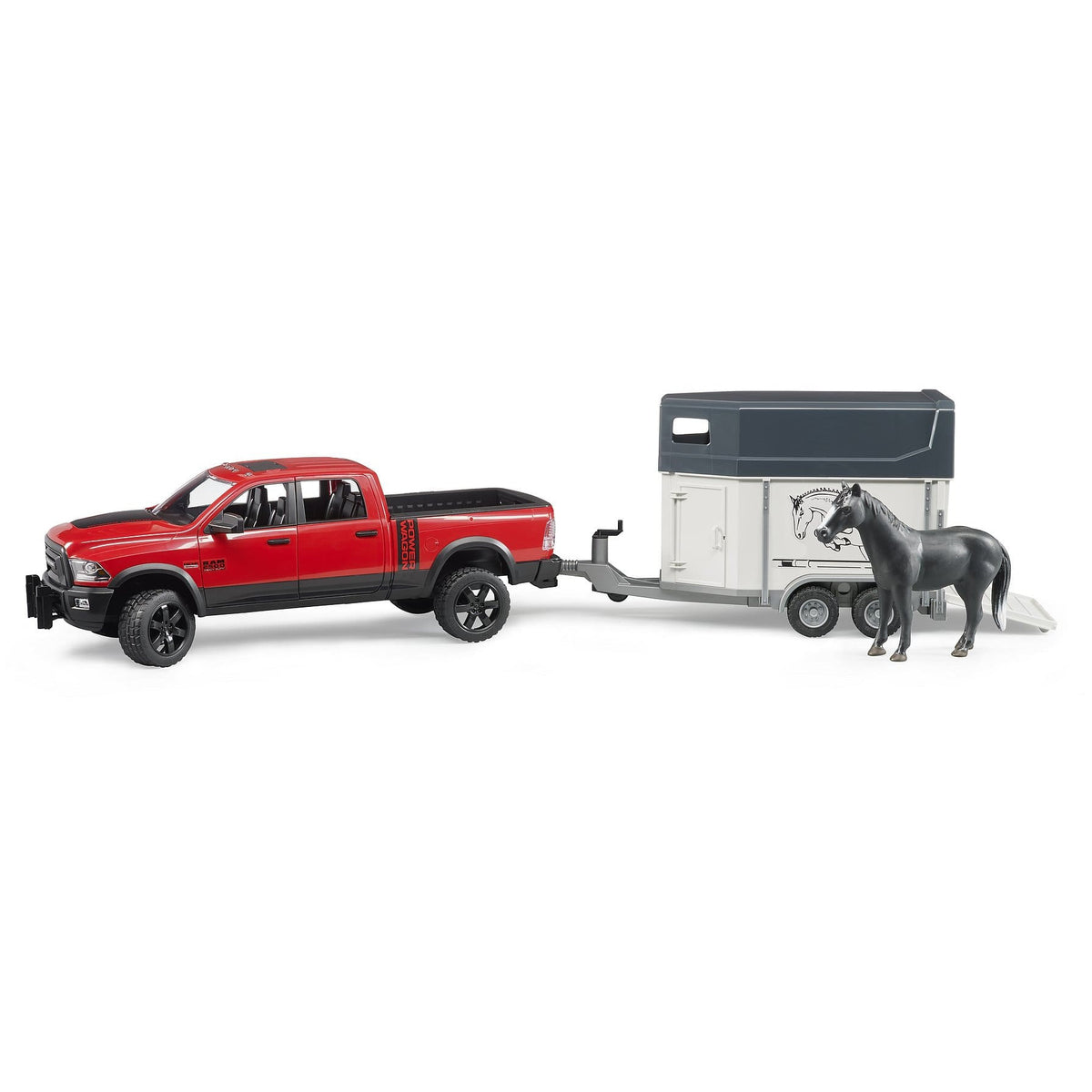 Bruder 1:16 RAM 2500 Power Wagon with horse trailer and horse