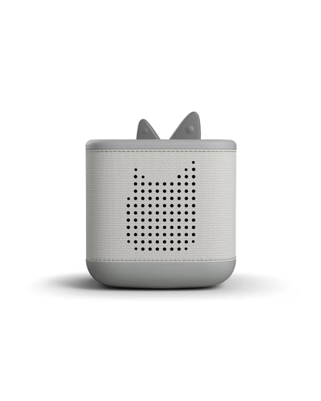 Small gray speaker with cat ears on a white background