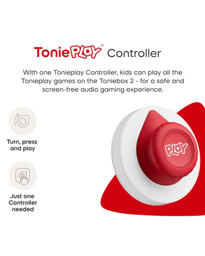 ToniePlay Controller with red and white design on a white background