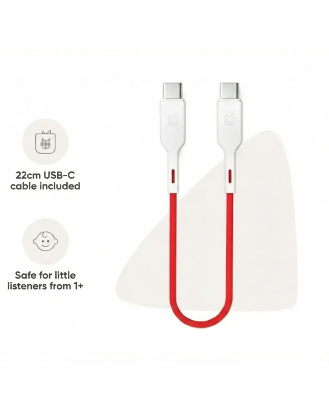 White USB-C cable with a red accent on a white background